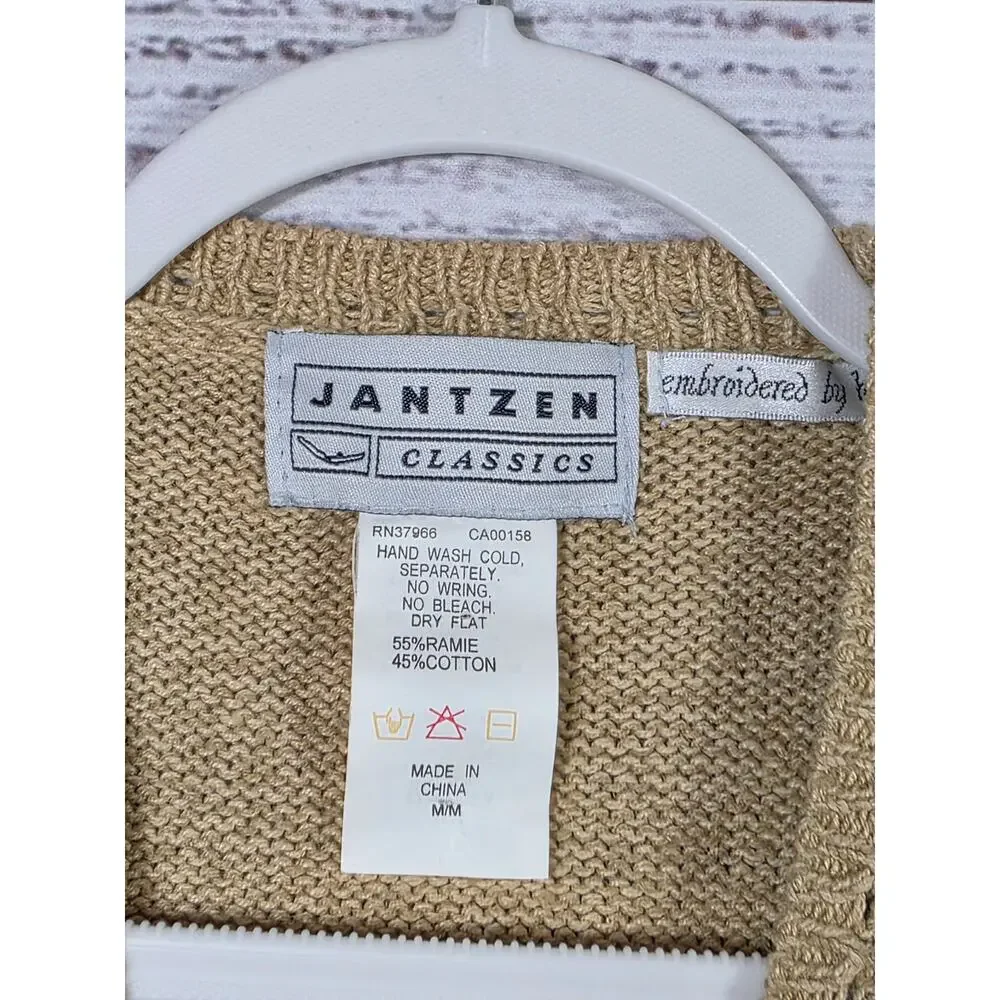 VTG Jantzen Classics Embroidered Patchwork Knit sweater Vest Womens Medium - Picture 3 of 4